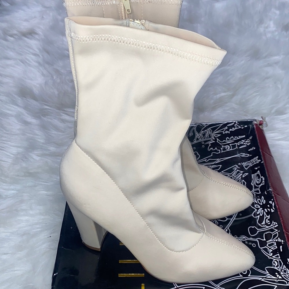 Cream ankle boots